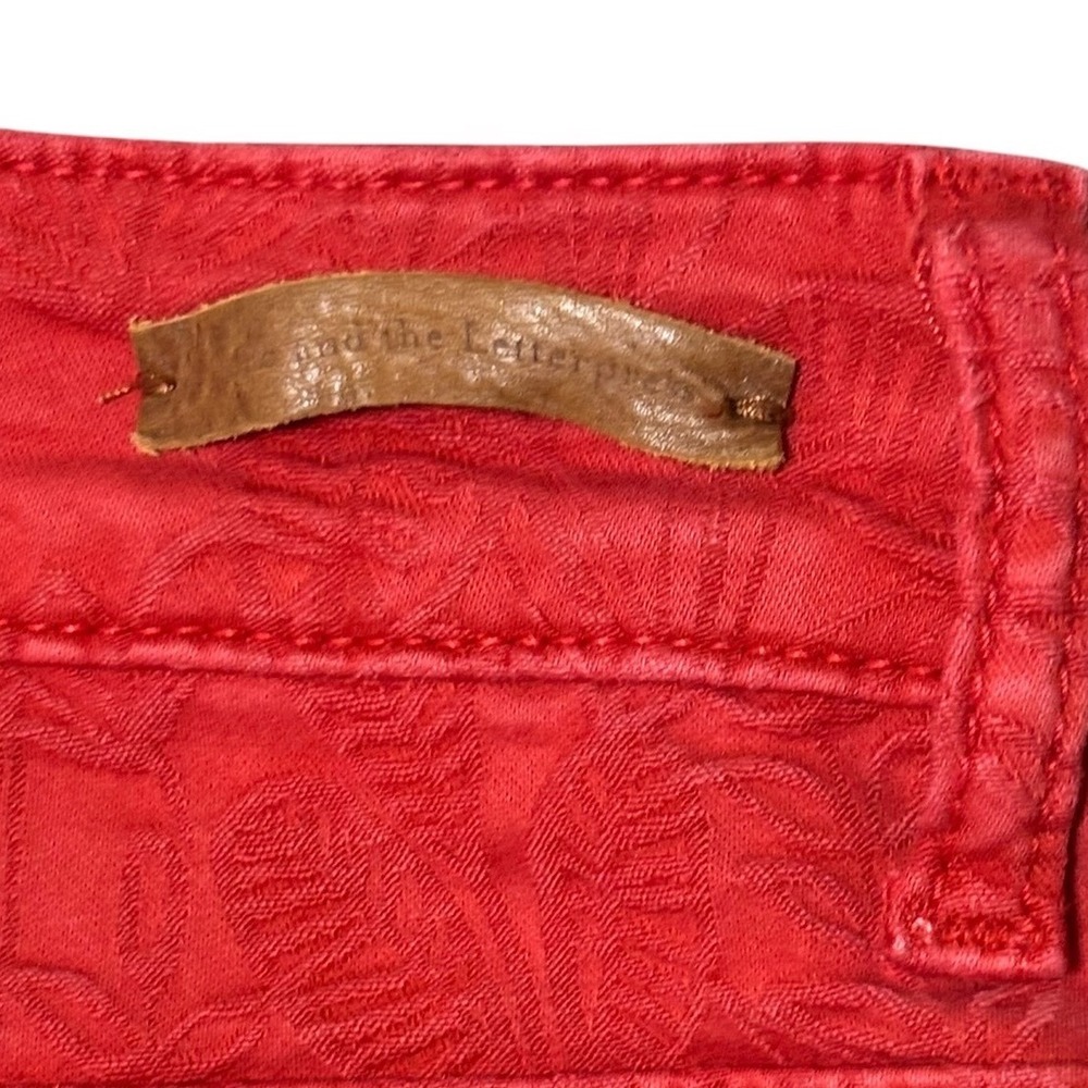Pilcro and the Letterpress Anthropologie Red Floral Jacquard Skinny Boho Jean 30 - Picture 11 of 13